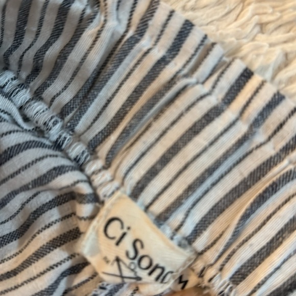 NWT Ci Sono Charcoal/White Striped Shorts Paperbag Waist Elastic size M - Picture 9 of 10
